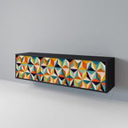 TESSELATE TREASURES Mueble de TV de 3 Puertas en Acabado Negro