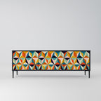 TESSELATE TREASURES Mueble de TV de 3 Puertas en Acabado Negro