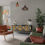 TESSELATE TREASURES Mueble de TV de 3 Puertas en Acabado Negro