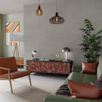 PAINTED SQUARES 3-Door TV Stand in Black Finish