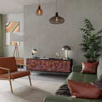 PAINTED SQUARES 3-Door TV Stand in Black Finish