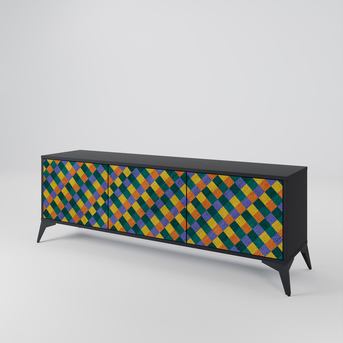PAINTED SQUARES MIX Mueble de TV de 3 Puertas