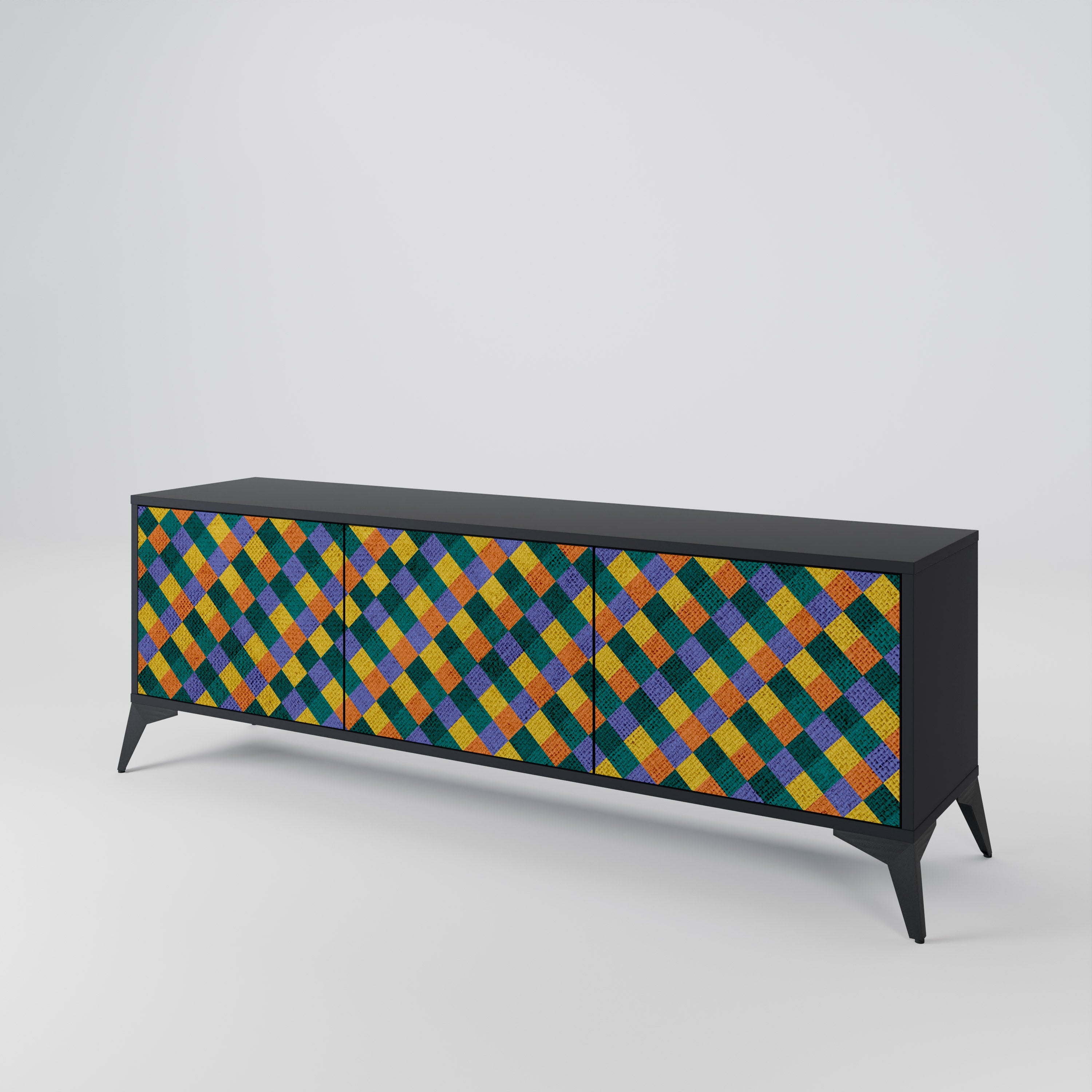 PAINTED SQUARES MIX Mueble de TV de 3 Puertas