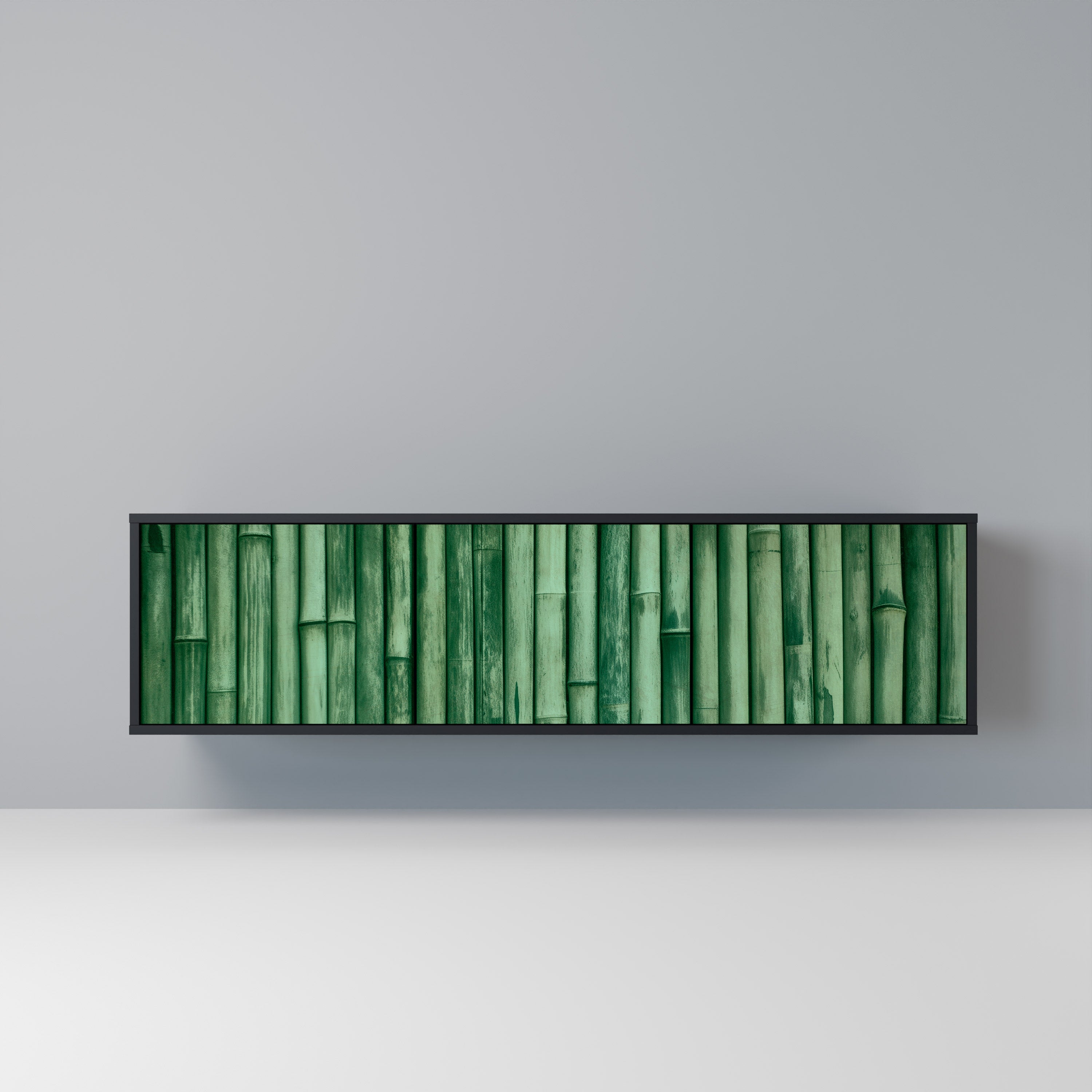 Mueble de TV de 3 puertas NATURAL GREEN con acabado negro