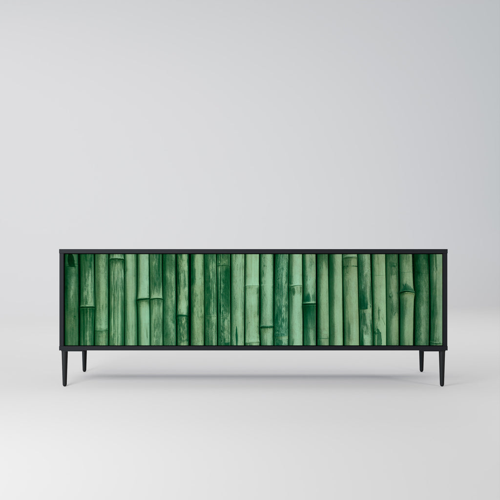 Mueble de TV de 3 puertas NATURAL GREEN con acabado negro