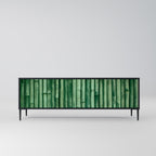 NATURAL GREEN 3-Door TV Stand in Black Finish