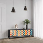 COLORFUL NOSTALGIA Mueble de TV de 3 Puertas en Acabado Negro