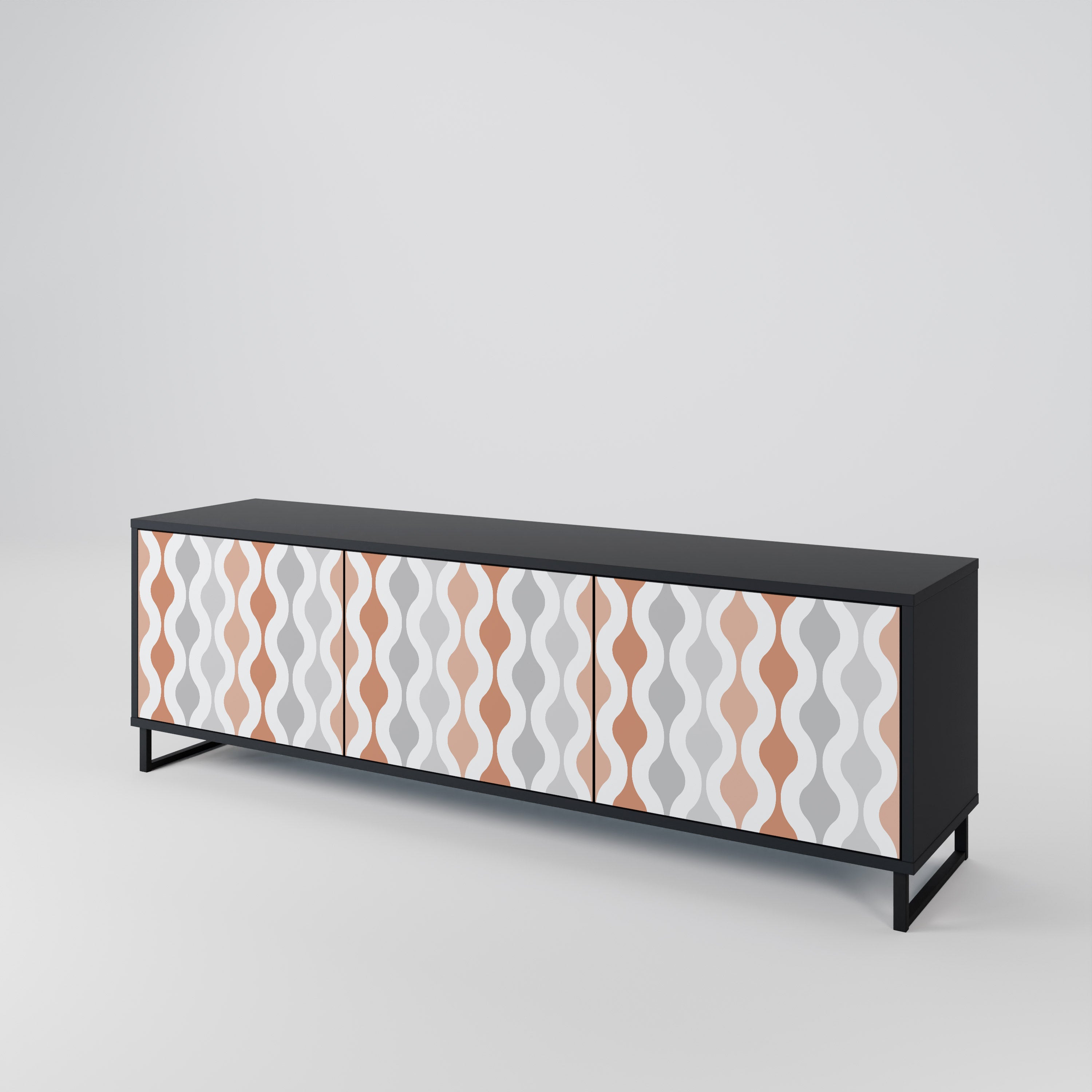 Mueble de TV de 3 puertas HAZY NOSTALGIA en acabado negro
