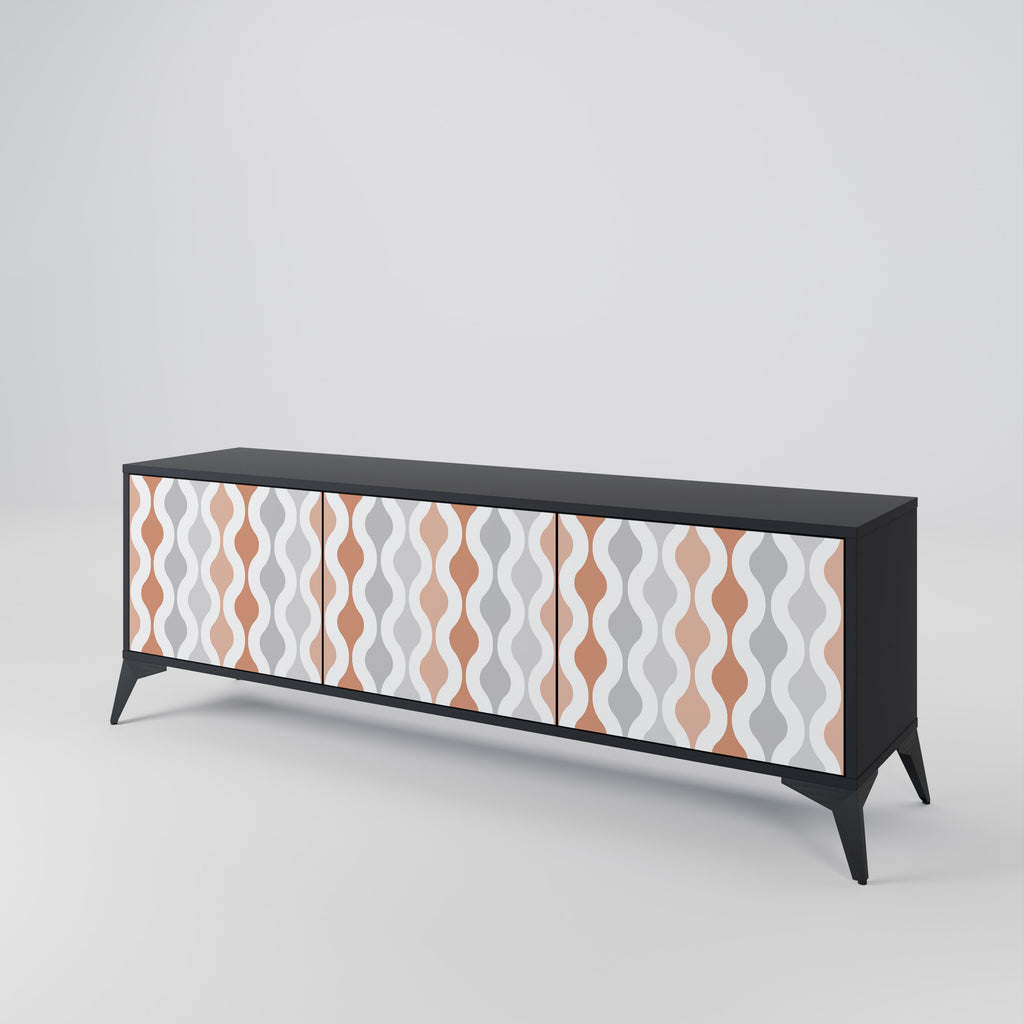 Mueble de TV de 3 puertas HAZY NOSTALGIA en acabado negro