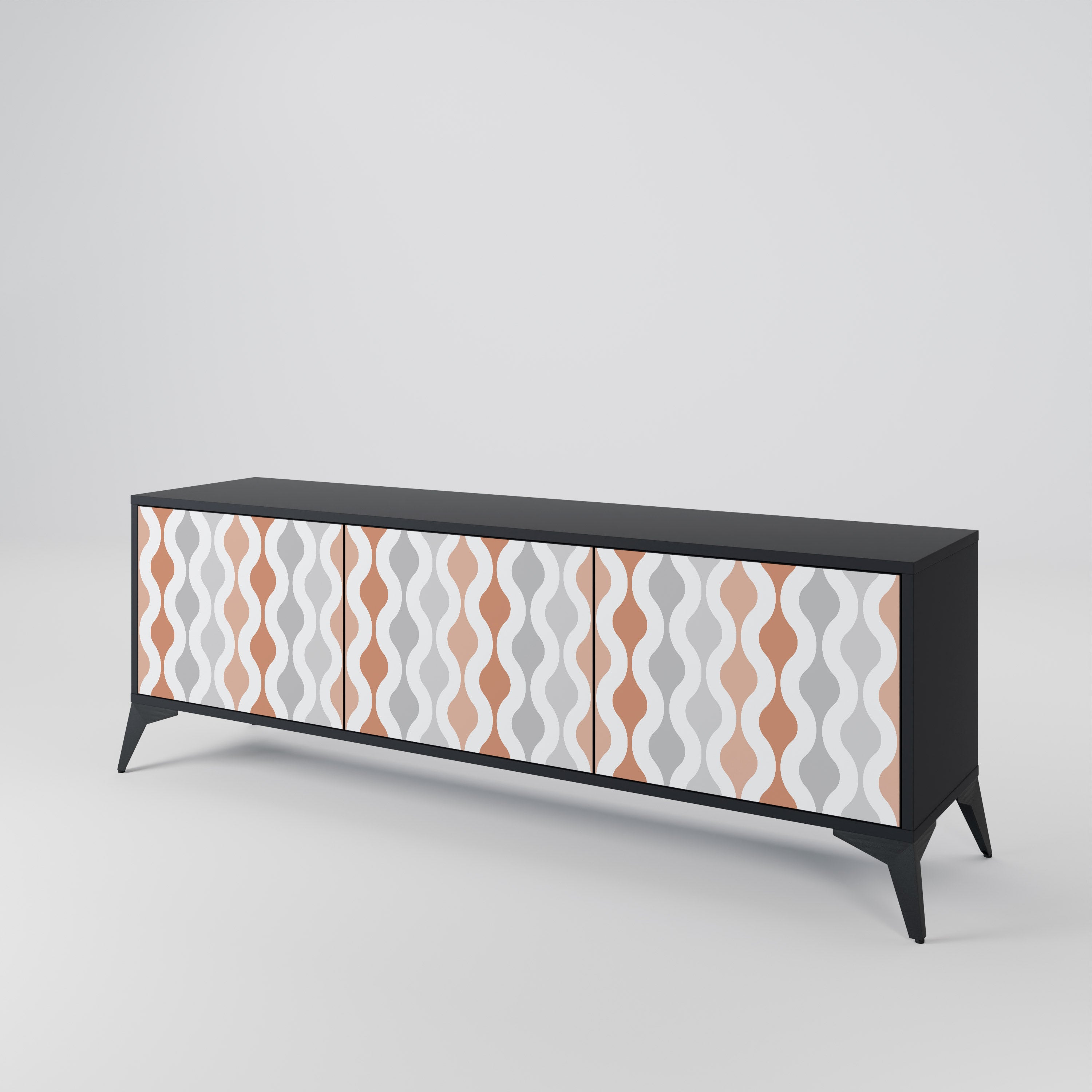 Mueble de TV de 3 puertas HAZY NOSTALGIA en acabado negro