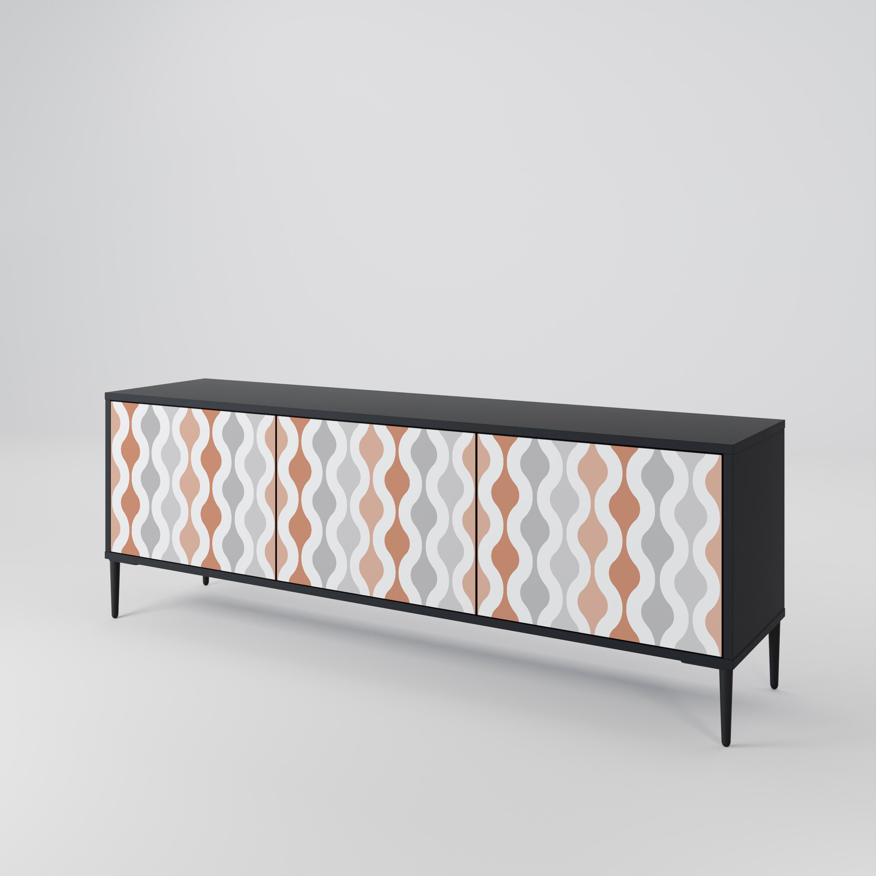 Mueble de TV de 3 puertas HAZY NOSTALGIA en acabado negro