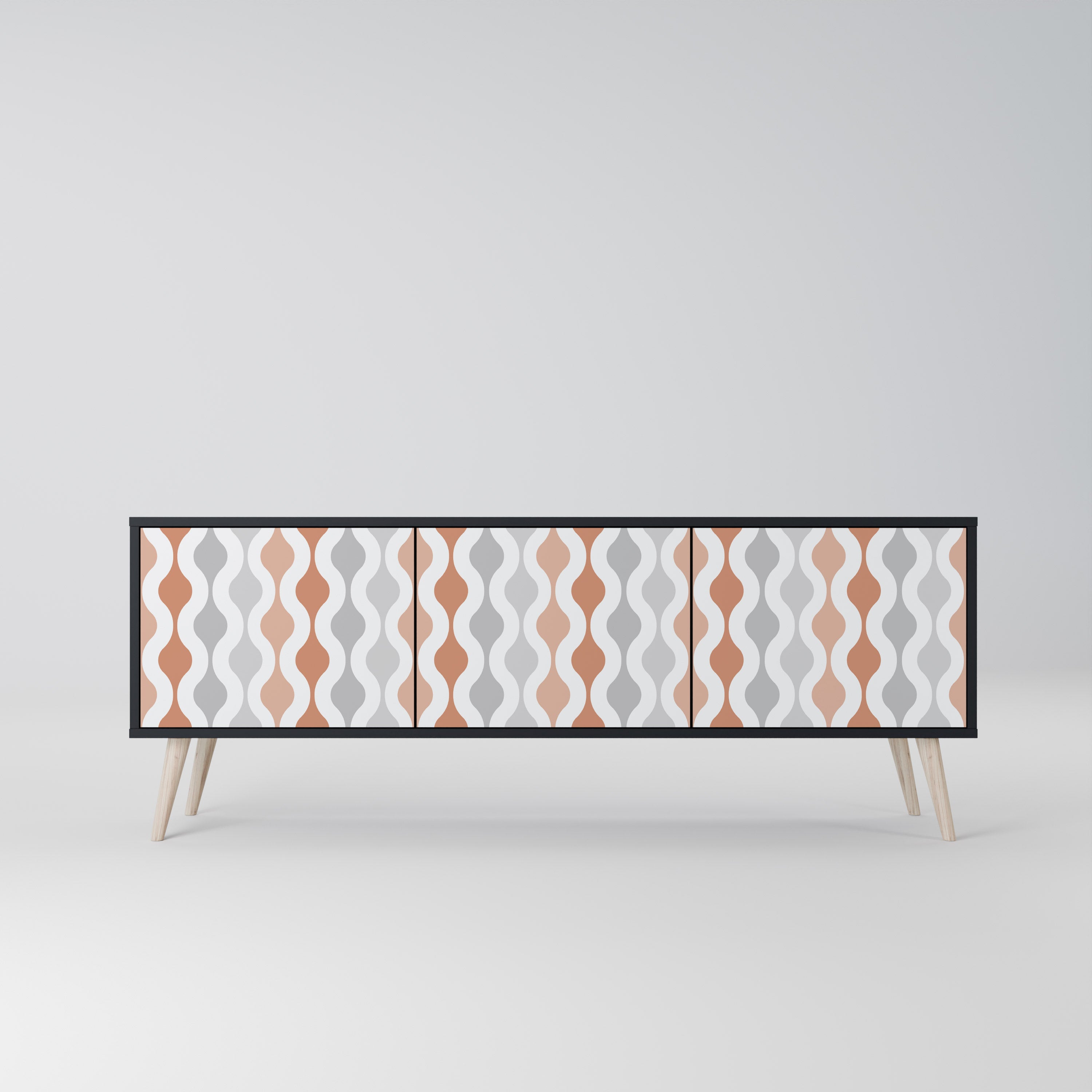 Mueble de TV de 3 puertas HAZY NOSTALGIA en acabado negro