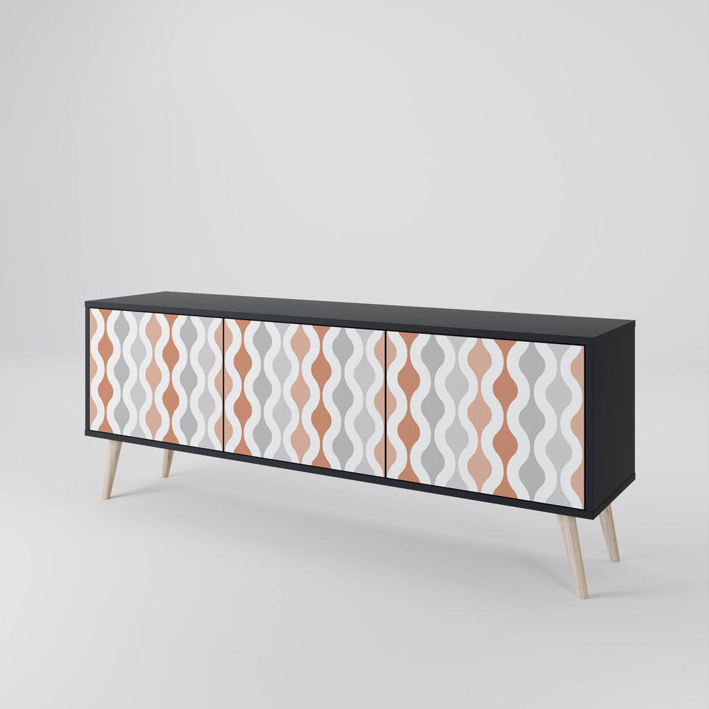 Mueble de TV de 3 puertas HAZY NOSTALGIA en acabado negro
