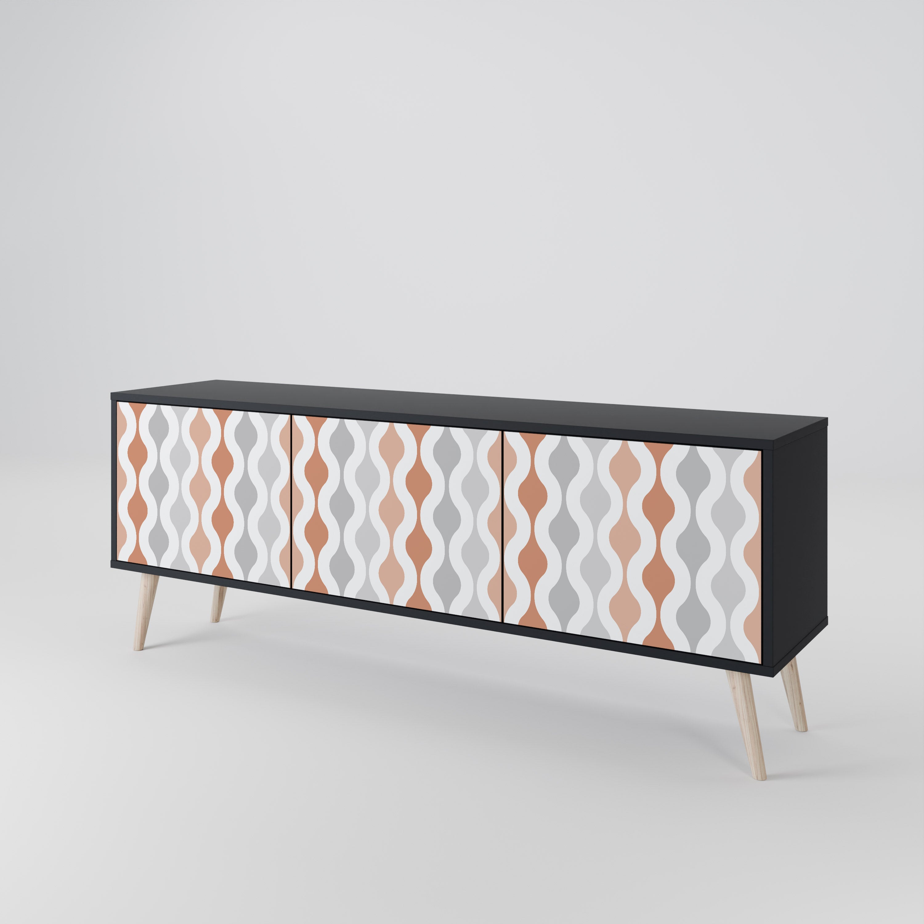 Mueble de TV de 3 puertas HAZY NOSTALGIA en acabado negro