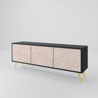 CERAMIC TEXTURE Mueble de TV de 3 Puertas en Acabado Negro