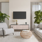 CERAMIC TEXTURE Mueble de TV de 3 Puertas en Acabado Negro