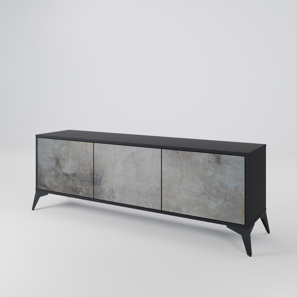Mueble de TV de 3 puertas CONCRETE WALL en acabado negro