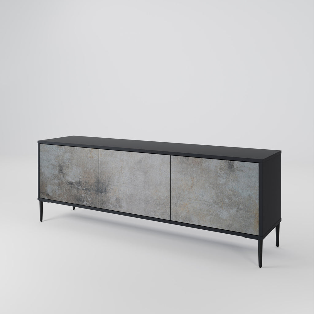 Mueble de TV de 3 puertas CONCRETE WALL en acabado negro