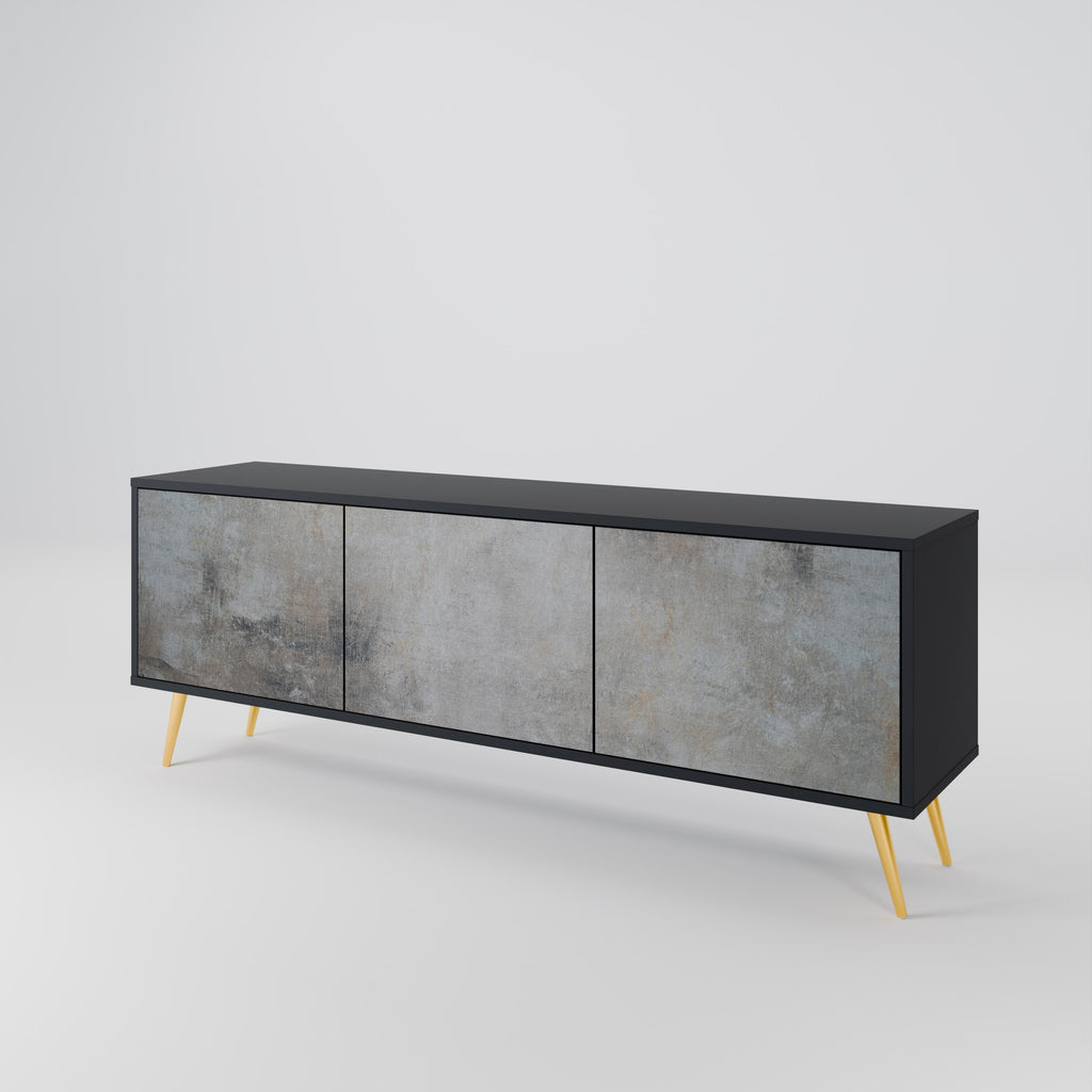 Mueble de TV de 3 puertas CONCRETE WALL en acabado negro