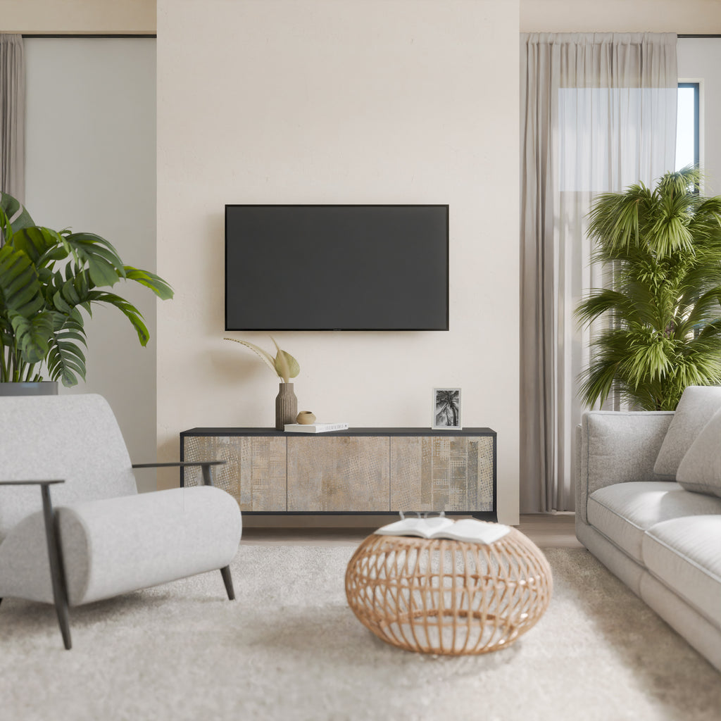 Mueble para TV de 3 puertas con acabado negro SCREEN ERROR