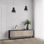 SCREEN ERROR 3-Door TV Stand in Black Finish