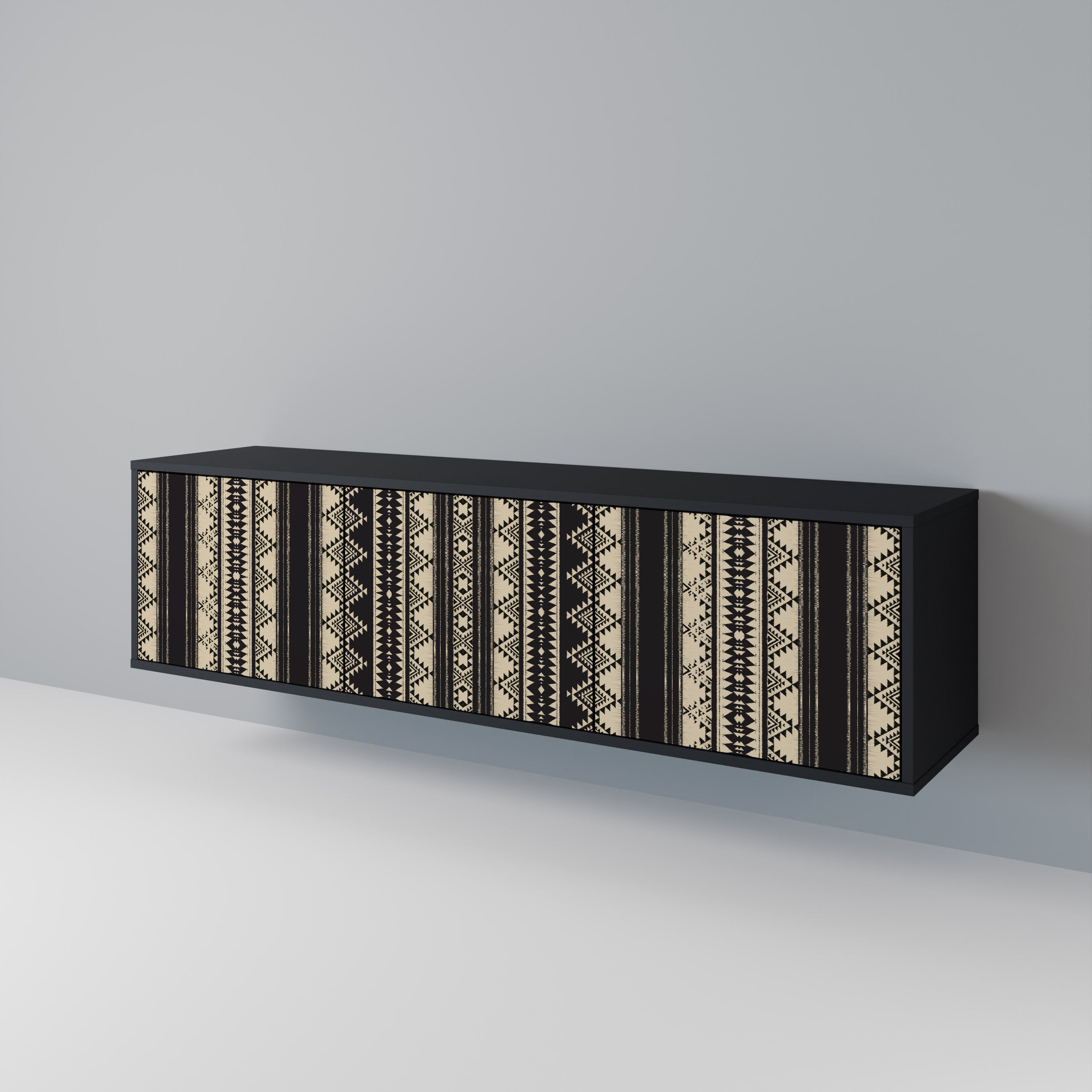 Mueble de TV AZTEC de 3 puertas con acabado negro