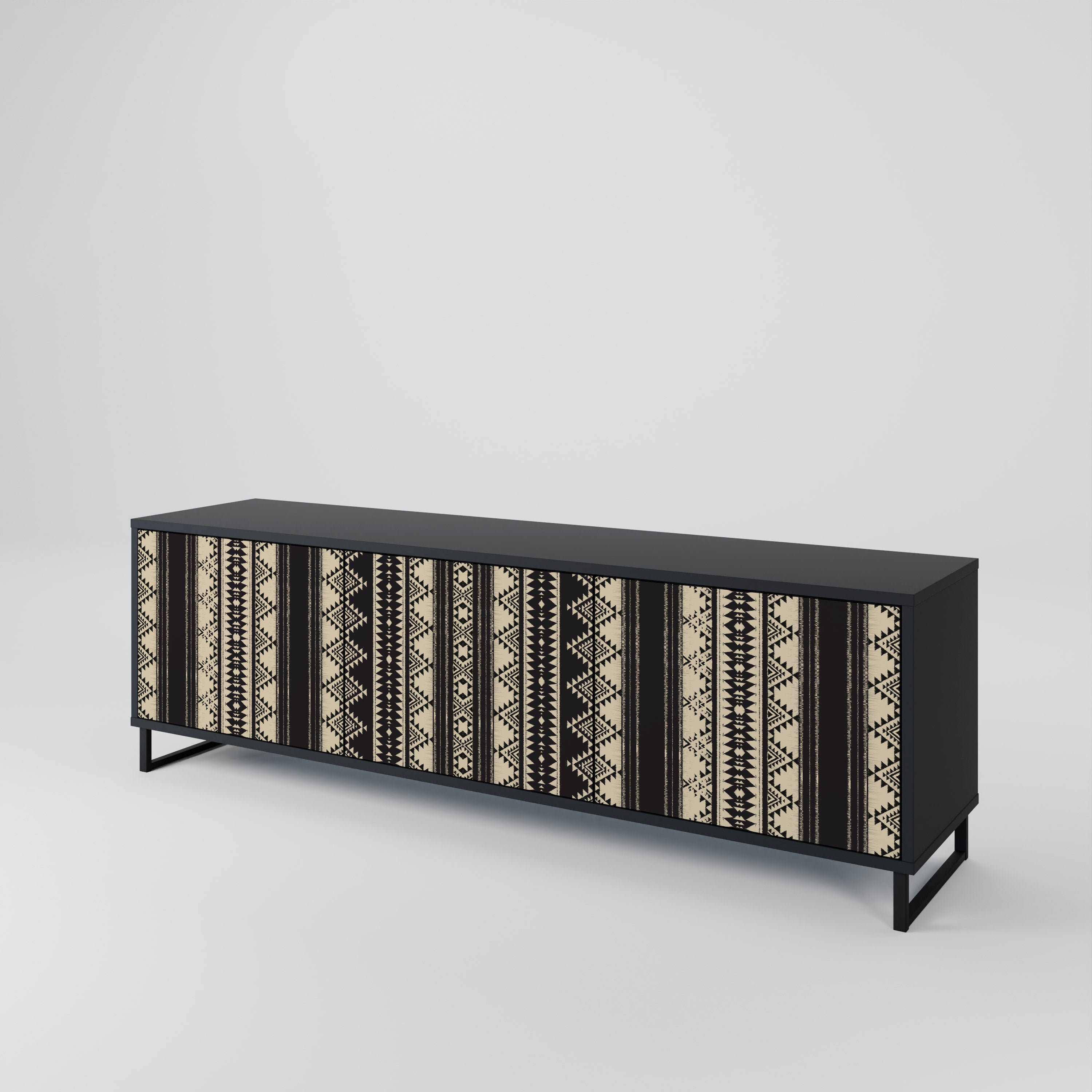 Mueble de TV AZTEC de 3 puertas con acabado negro