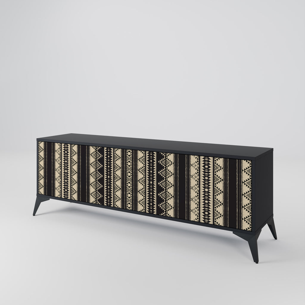 Mueble de TV AZTEC de 3 puertas con acabado negro