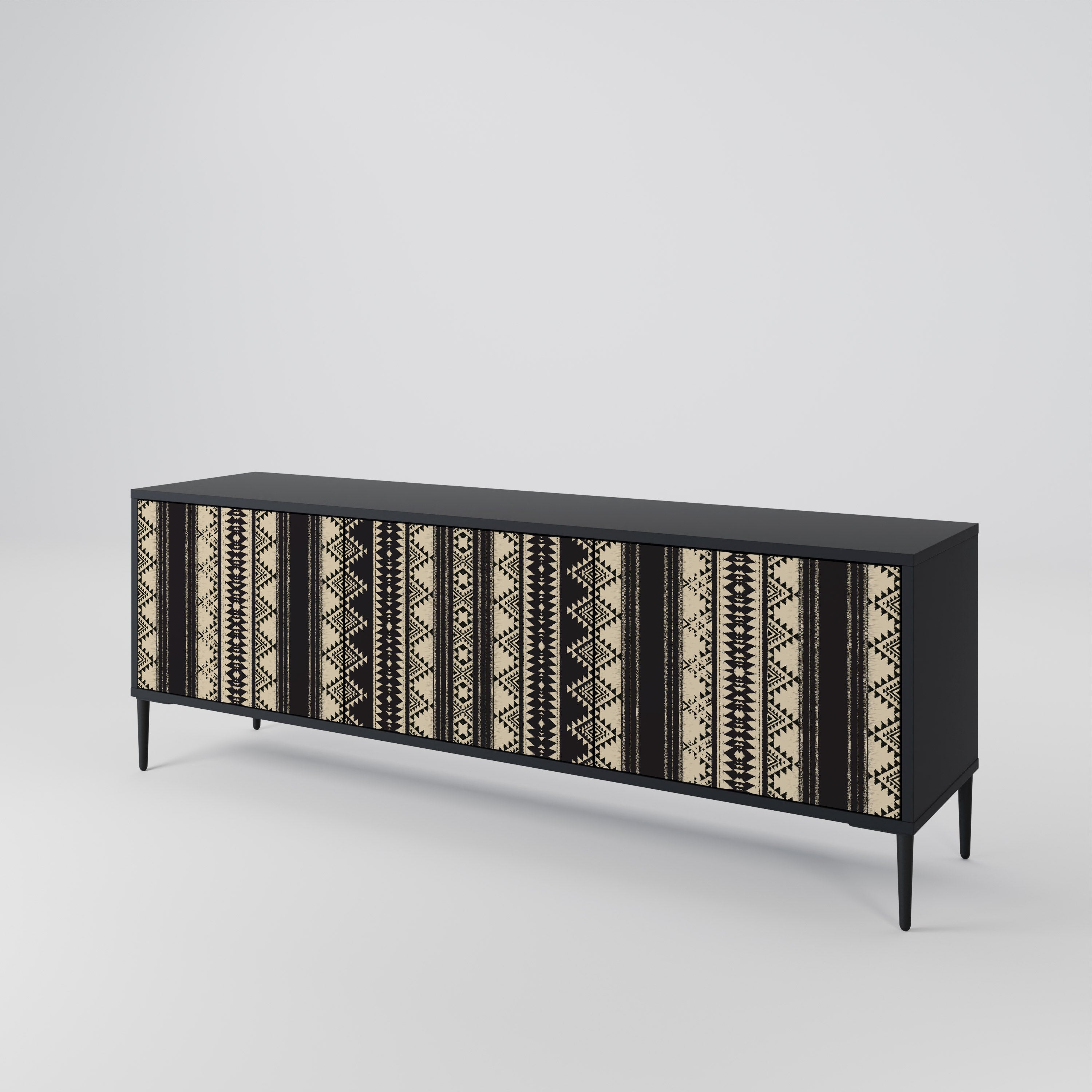 Mueble de TV AZTEC de 3 puertas con acabado negro