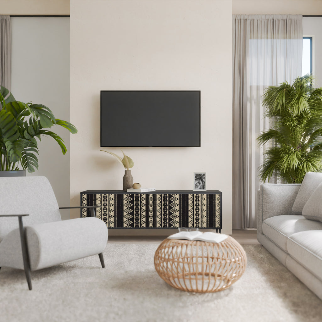 Mueble de TV AZTEC de 3 puertas con acabado negro