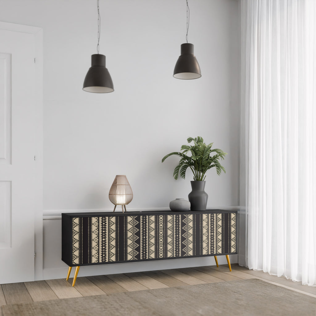 Mueble de TV AZTEC de 3 puertas con acabado negro