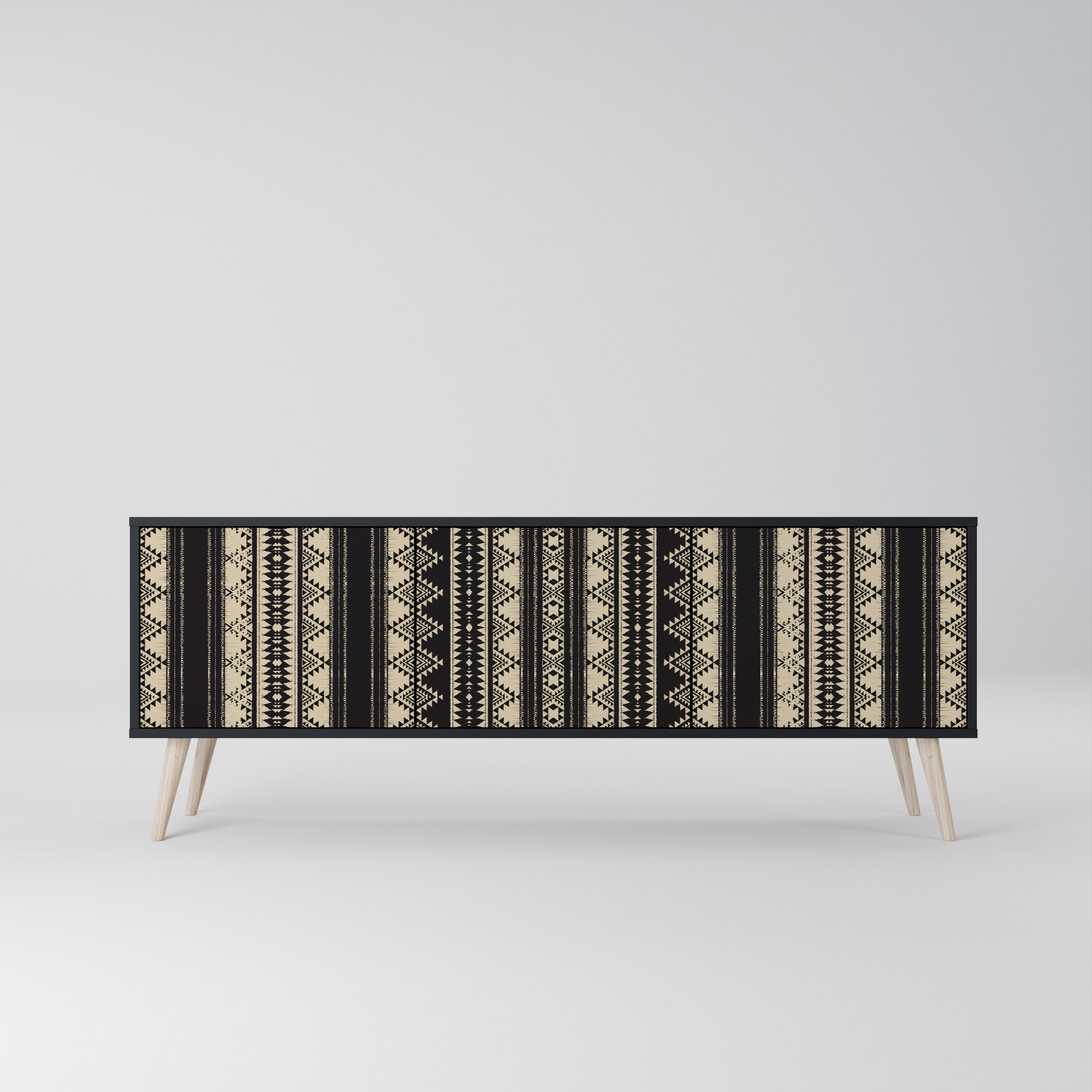 Mueble de TV AZTEC de 3 puertas con acabado negro