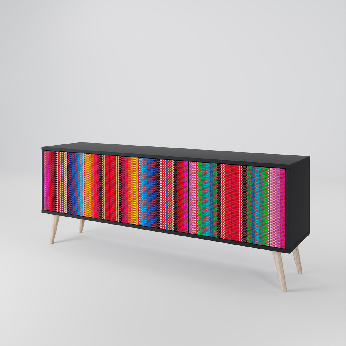 ETHNIC MEXICAN Mueble de TV de 3 Puertas