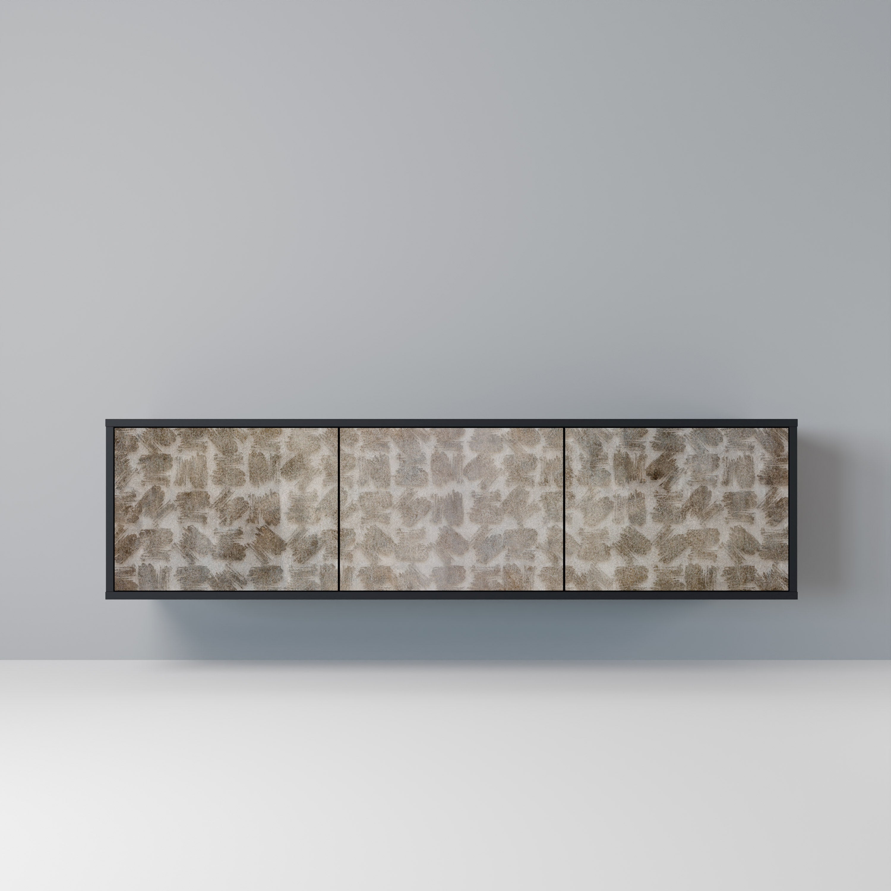 SLIGHTLY BLURRED 3-Door TV Stand in Black Finish