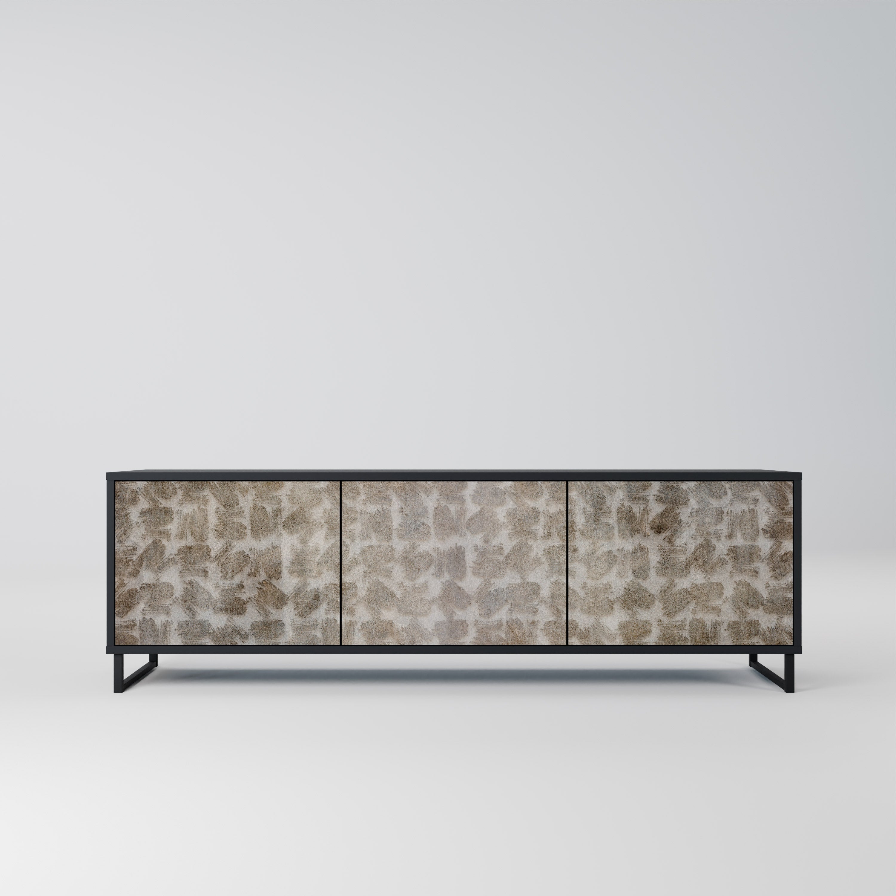 SLIGHTLY BLURRED 3-Door TV Stand in Black Finish