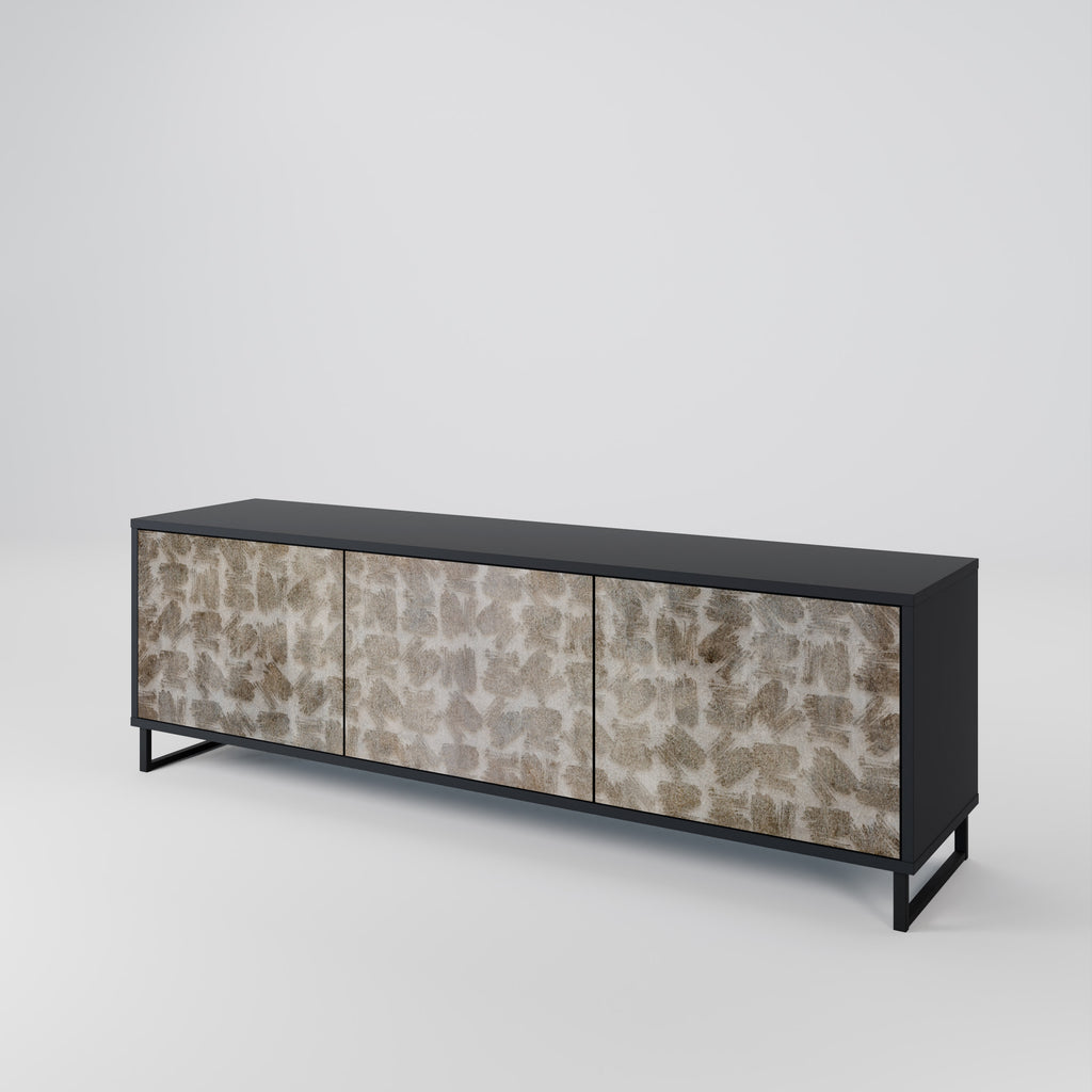 SLIGHTLY BLURRED 3-Door TV Stand in Black Finish