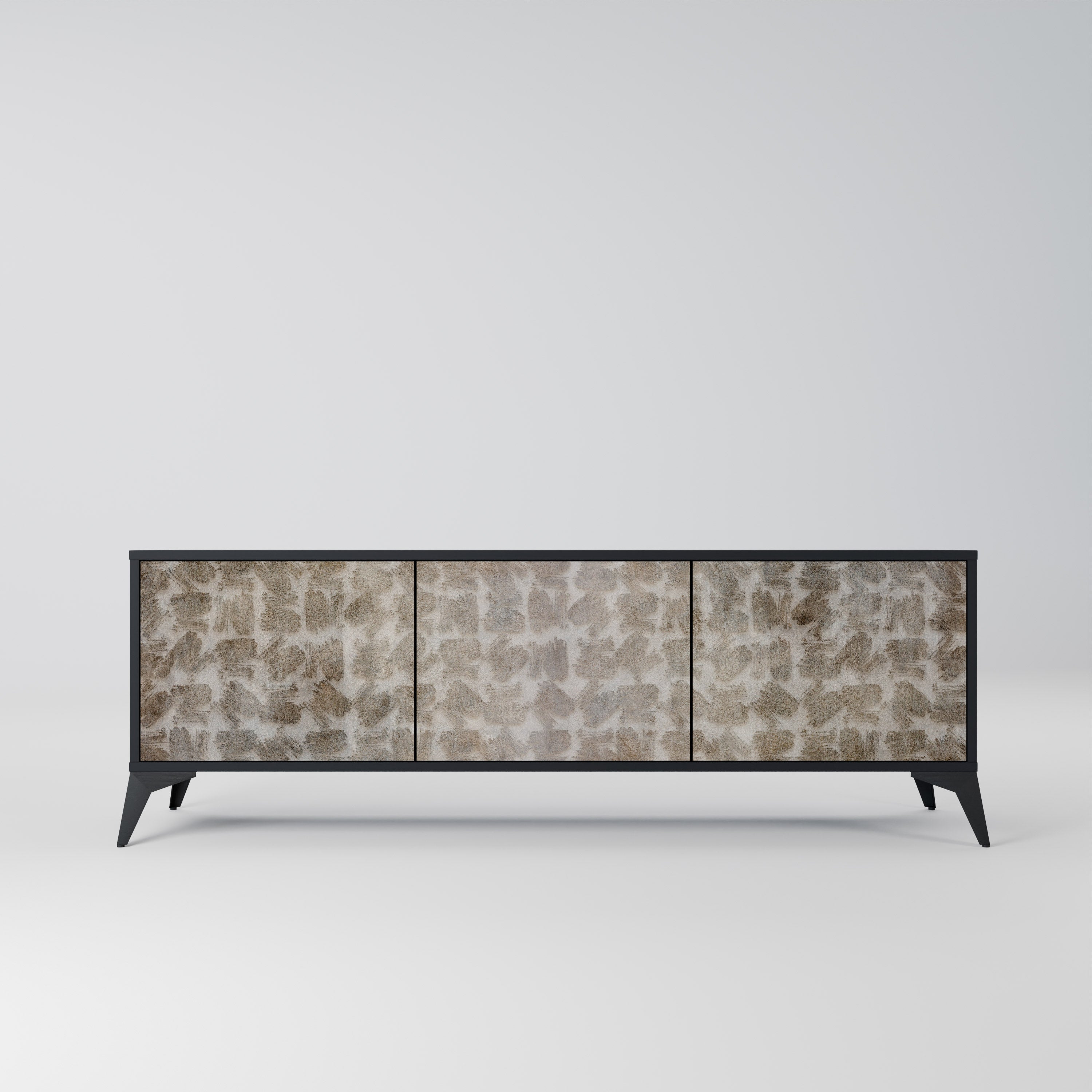 SLIGHTLY BLURRED 3-Door TV Stand in Black Finish