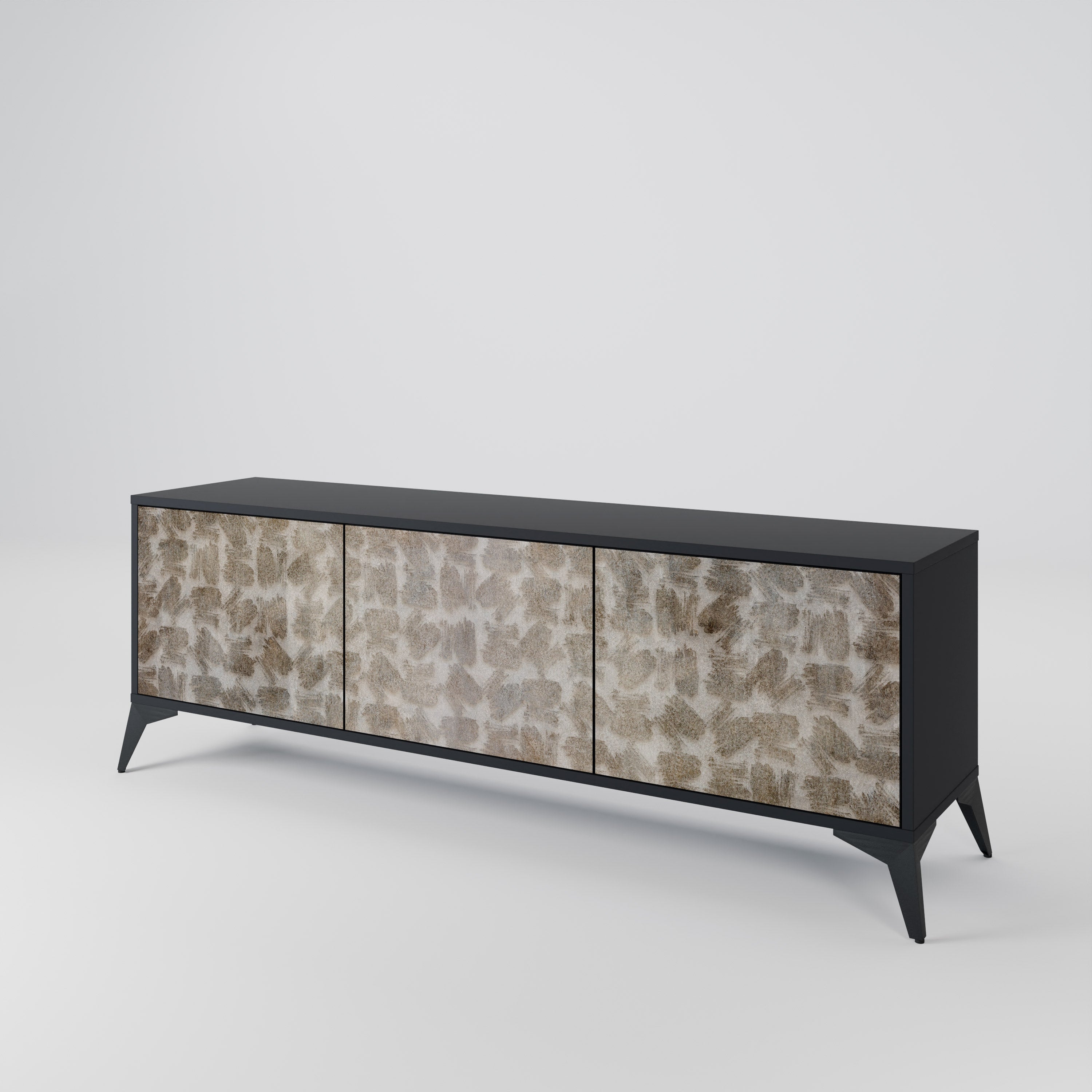 SLIGHTLY BLURRED 3-Door TV Stand in Black Finish