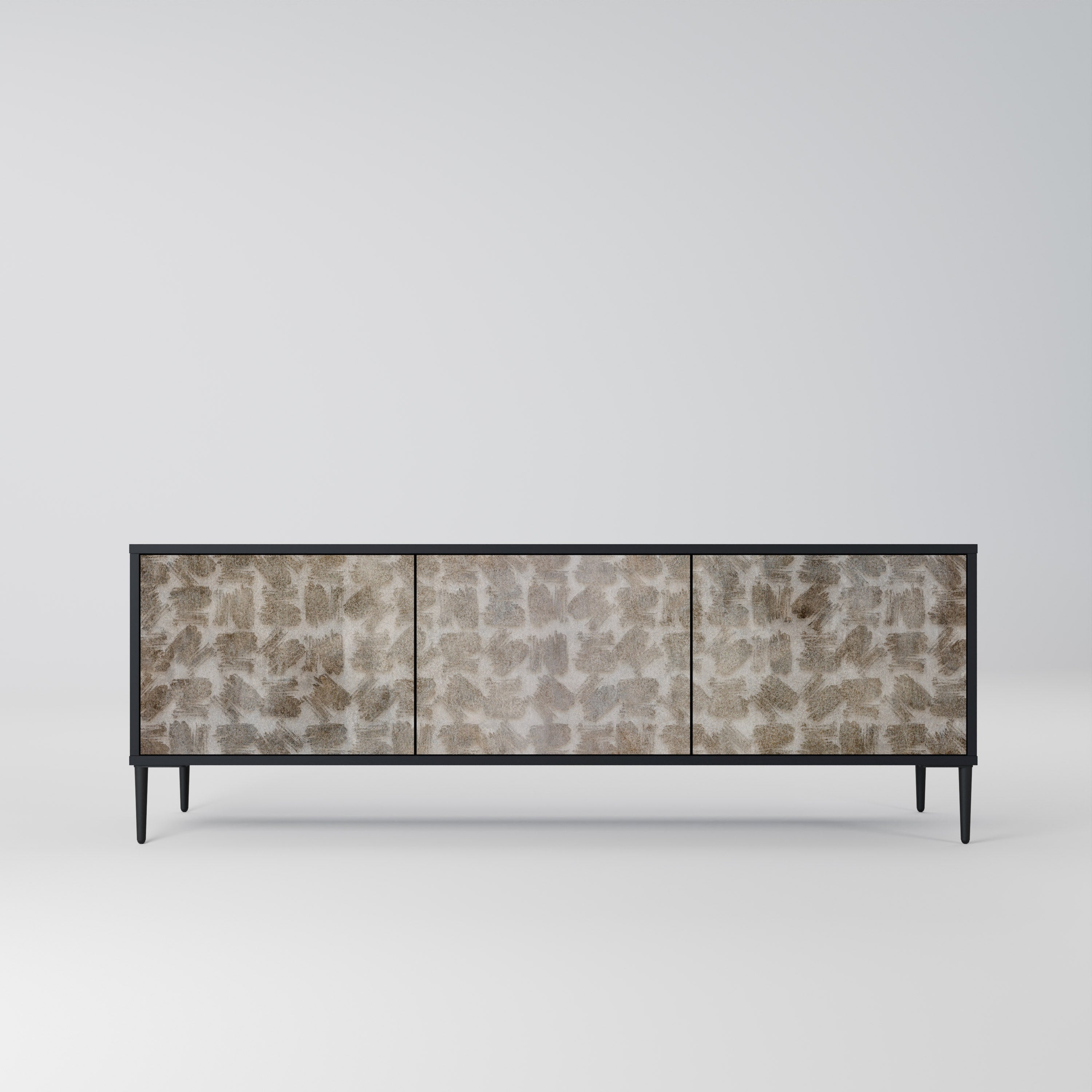 SLIGHTLY BLURRED 3-Door TV Stand in Black Finish