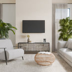 SLIGHTLY BLURRED 3-Door TV Stand in Black Finish