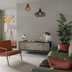 SLIGHTLY BLURRED 3-Door TV Stand in Black Finish