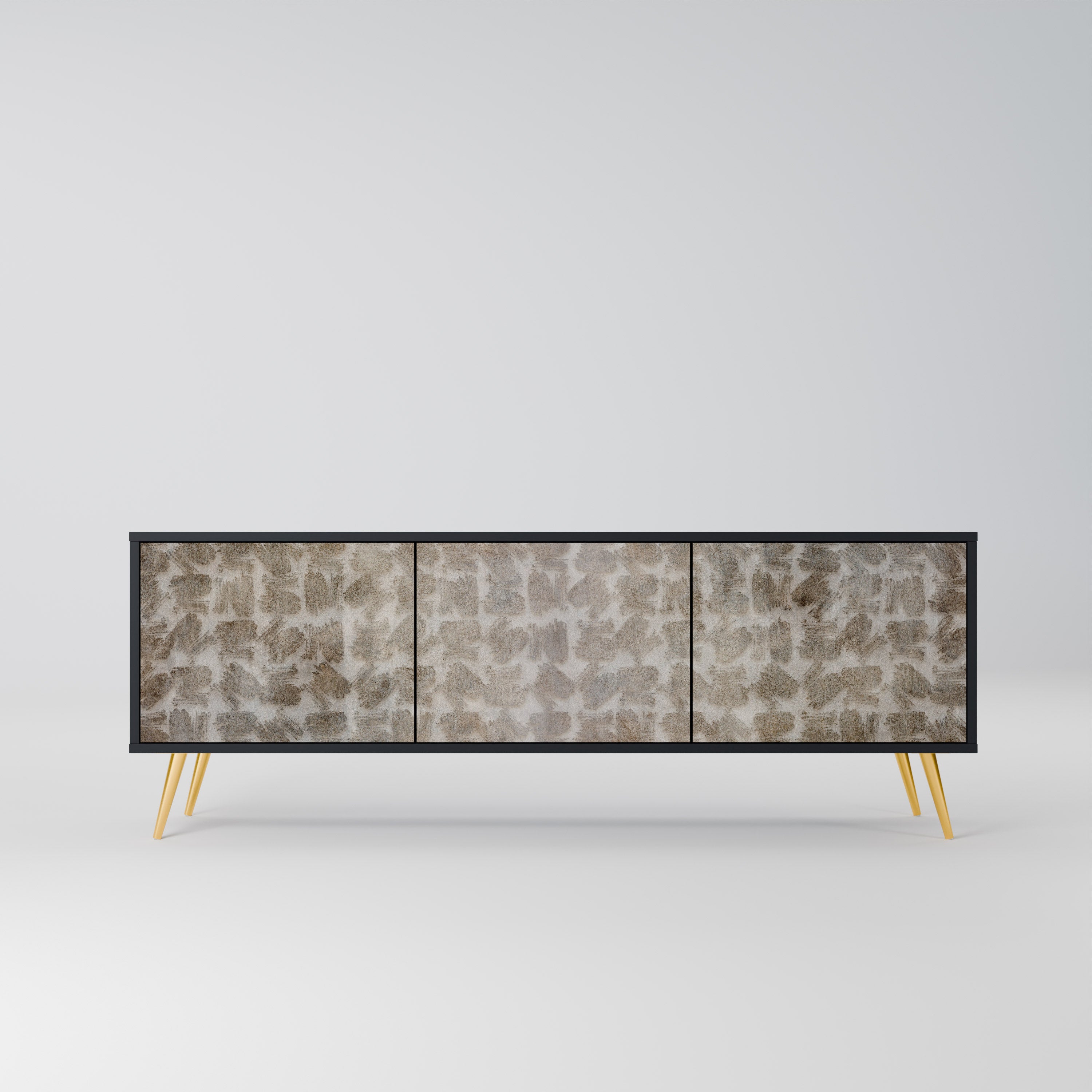 SLIGHTLY BLURRED 3-Door TV Stand in Black Finish