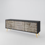 SLIGHTLY BLURRED 3-Door TV Stand in Black Finish