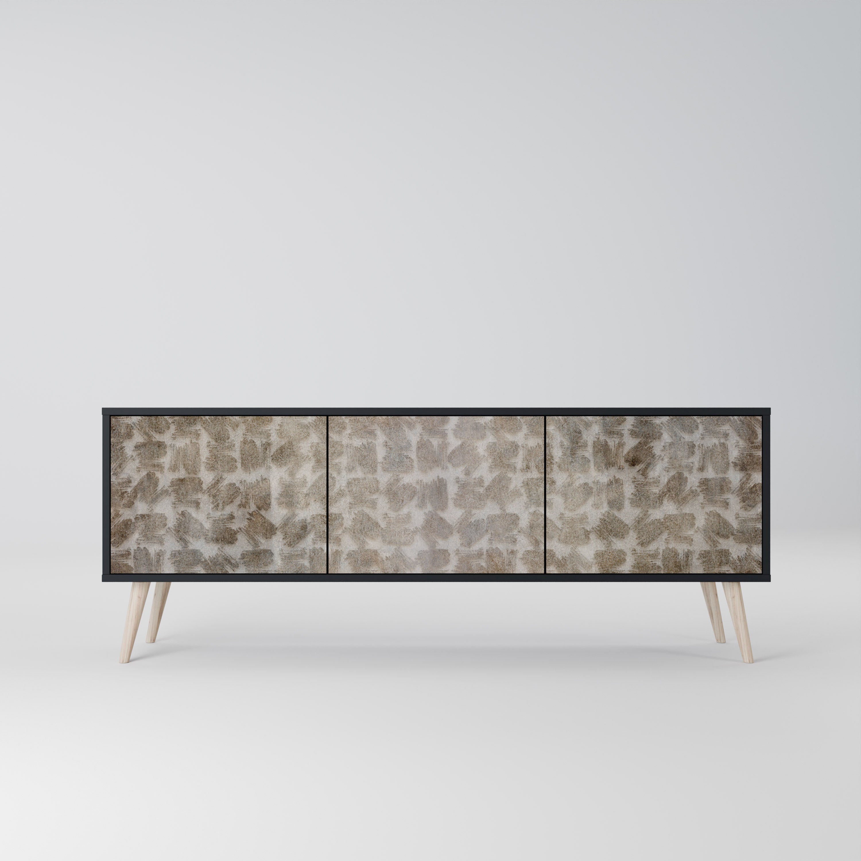 SLIGHTLY BLURRED 3-Door TV Stand in Black Finish