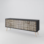 SLIGHTLY BLURRED 3-Door TV Stand in Black Finish