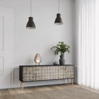 SLIGHTLY BLURRED 3-Door TV Stand in Black Finish