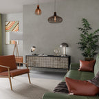 SLIGHTLY BLURRED 3-Door TV Stand in Black Finish