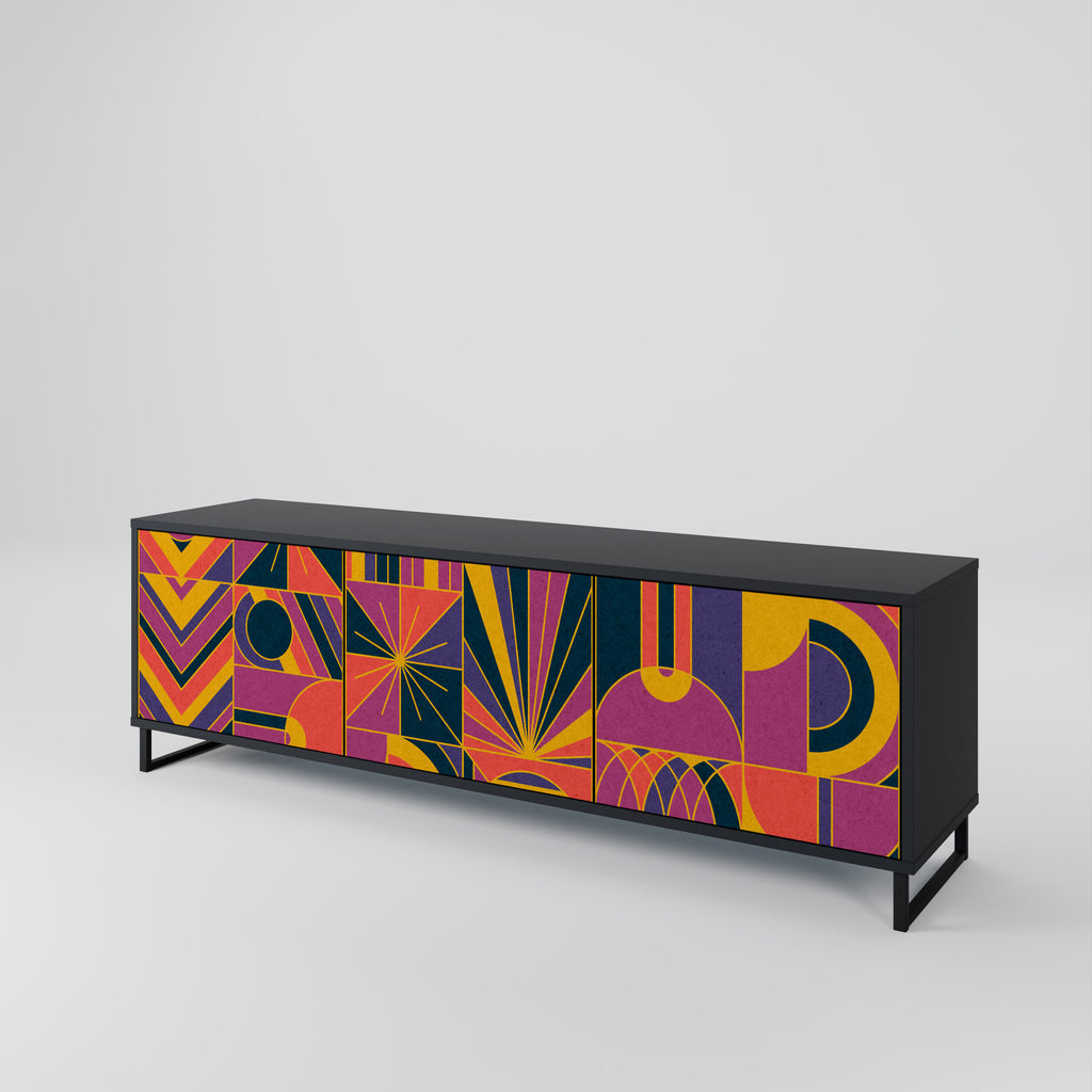 ELECTRIC PATTERNS 3-Door TV Stand in Black Finish