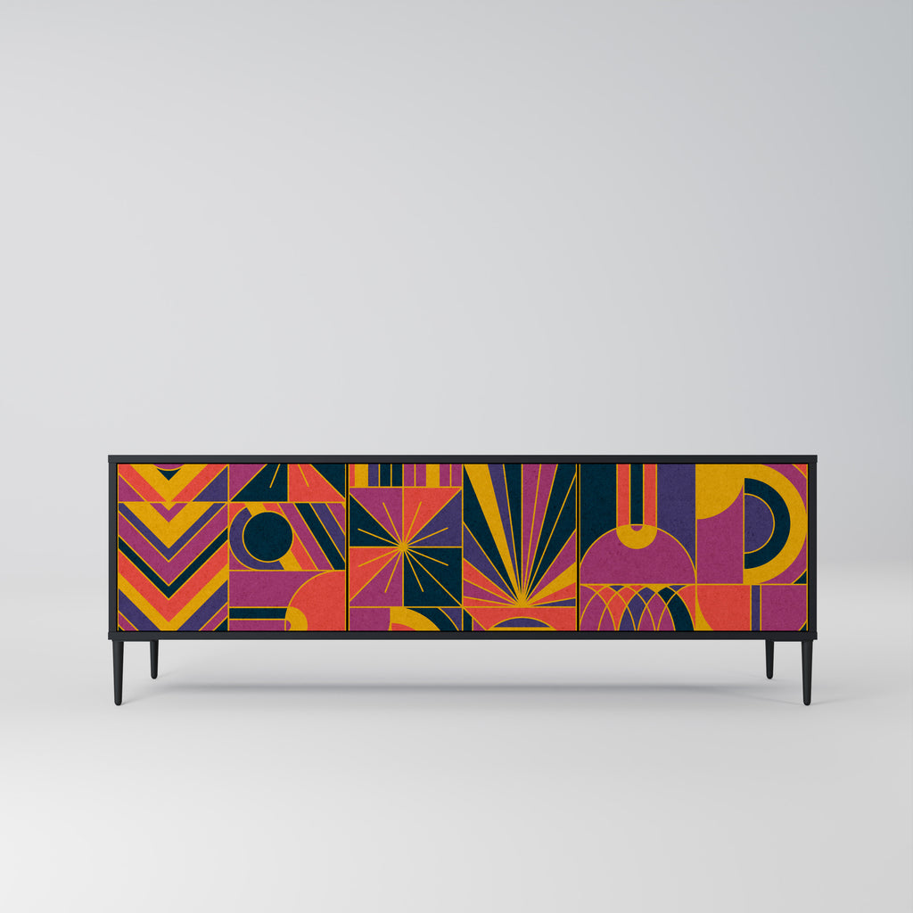 ELECTRIC PATTERNS 3-Door TV Stand in Black Finish