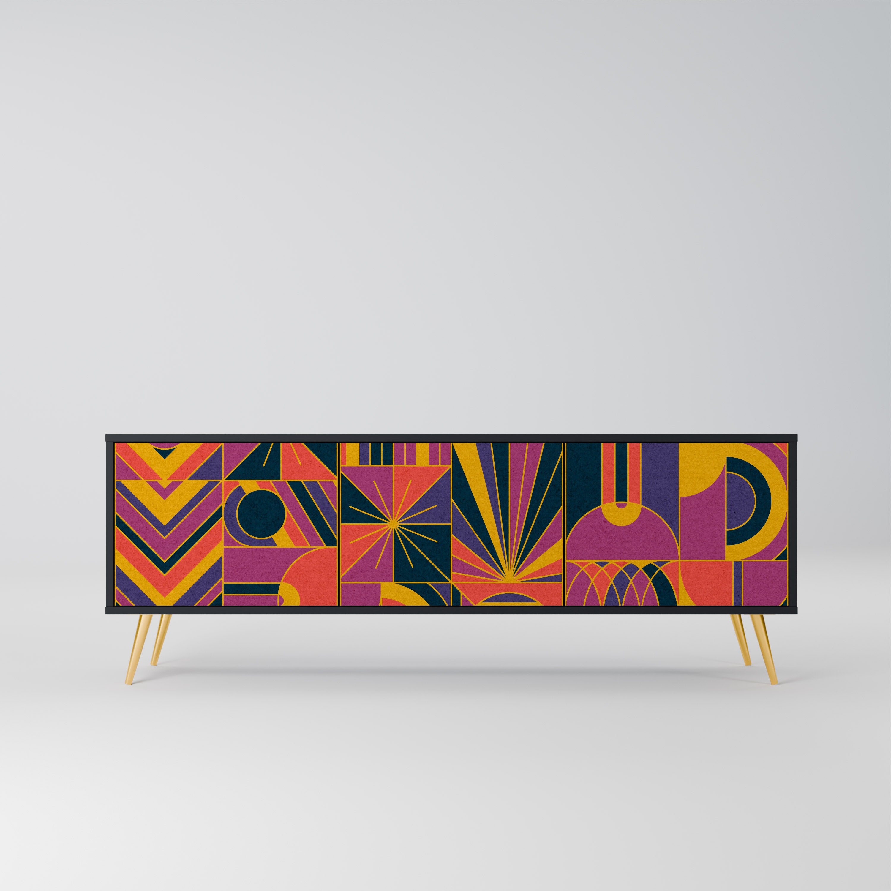 ELECTRIC PATTERNS 3-Door TV Stand in Black Finish
